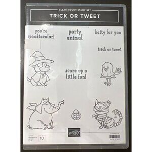 Retired & BRAND NEW Stampin Up! Trick Or Tweet Clear-Mount Stamp Set Halloween
